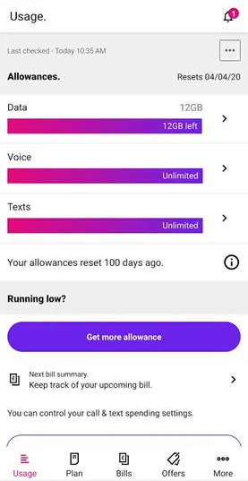 Three mobile screenshot